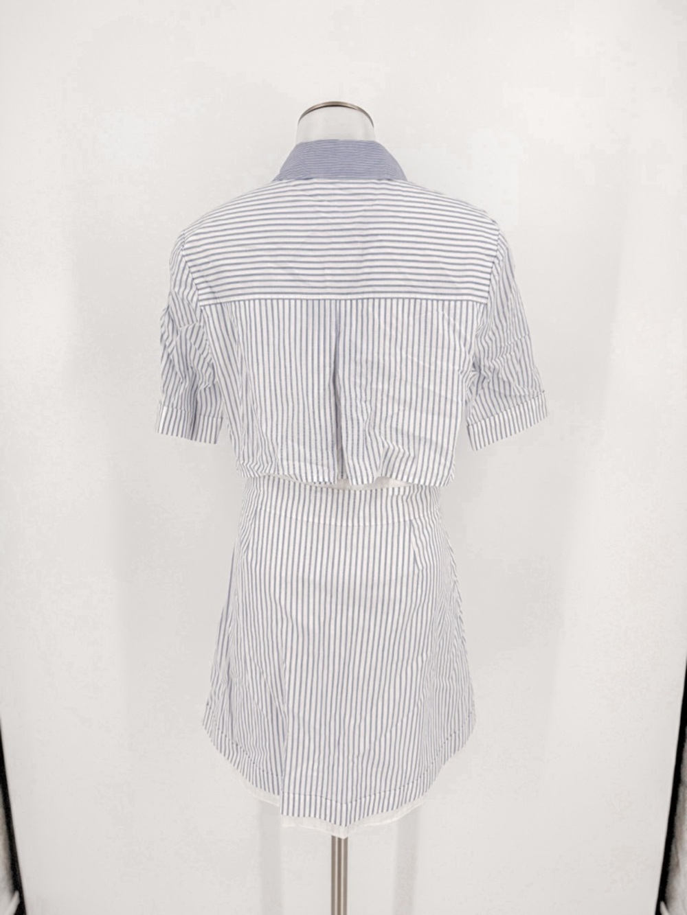 Veronica Beard Blue and White Striped Shirt Dress - Picture 4 of 6